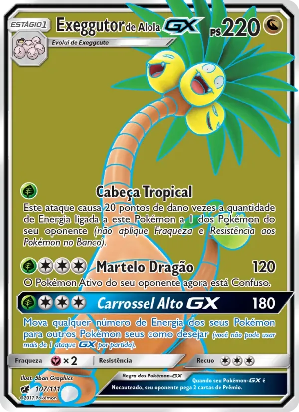 Exeggutor de Alola GX 107/111 Invasão Carmim