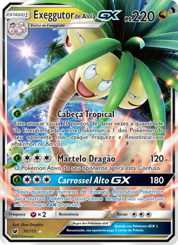 Exeggutor de Alola GX 74/111 Invasão Carmim