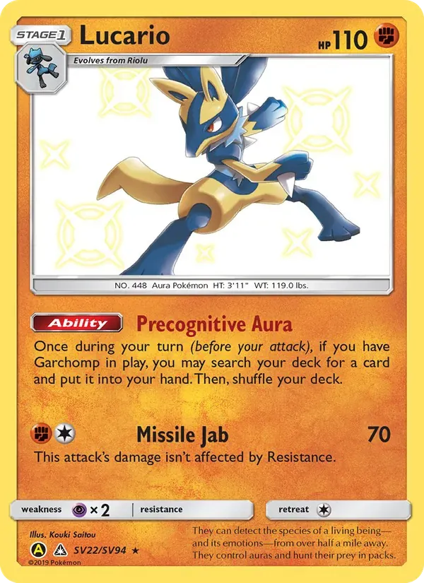 Lucario SV22/94 Destinos Ocultos Cofre Brilhante