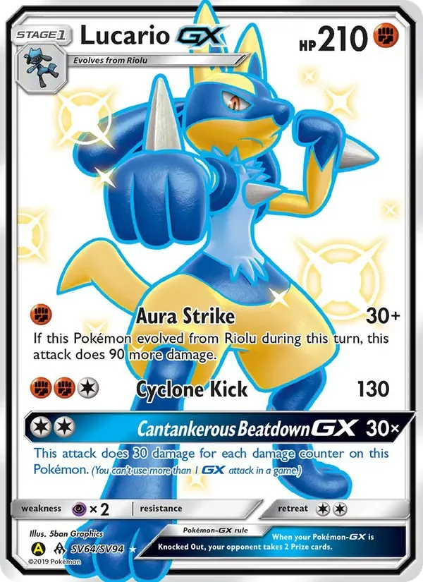 Lucario-GX SV64/94 Destinos Ocultos Cofre Brilhante
