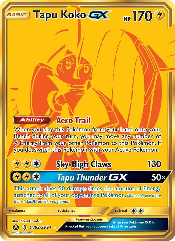 Tapu Koko-GX SV93/94 Destinos Ocultos Cofre Brilhante