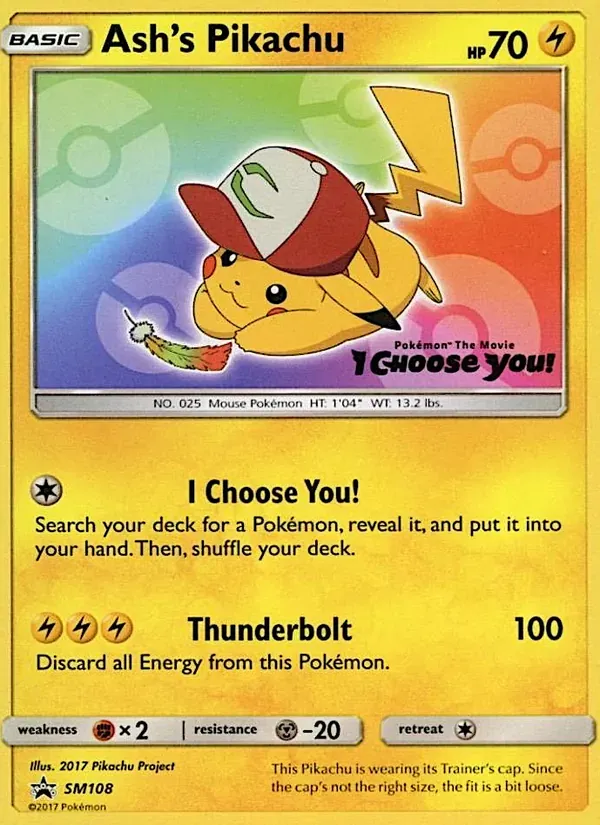 Ash's Pikachu SM108/248 Sol e Lua Promos