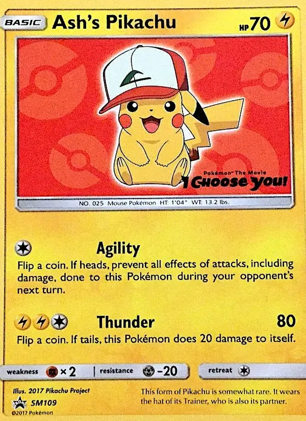 Ash's Pikachu SM109/248 Sol e Lua Promos