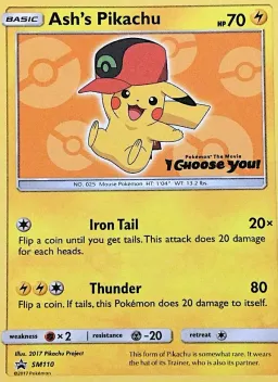 Ash's Pikachu SM110 Sol e Lua Promos