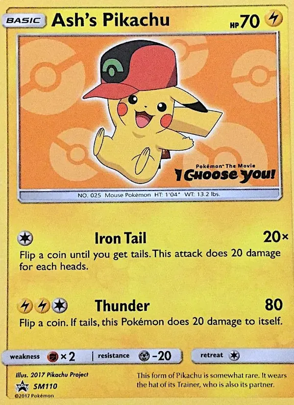 Ash's Pikachu SM110/248 Sol e Lua Promos