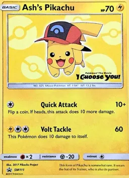 Ash's Pikachu SM111 Sol e Lua Promos