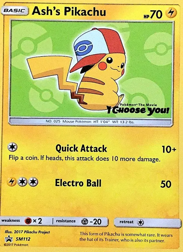 Ash's Pikachu SM112/248 Sol e Lua Promos