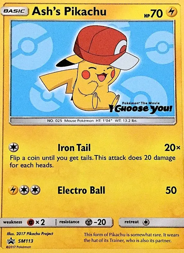 Ash's Pikachu SM113/248 Sol e Lua Promos