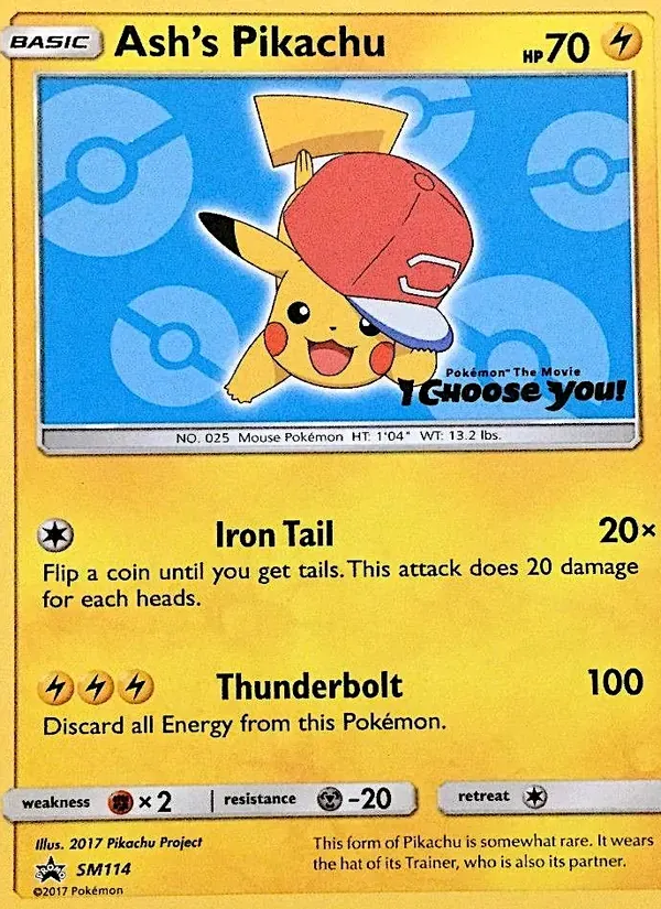 Ash's Pikachu SM114/248 Sol e Lua Promos
