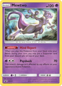 Mewtwo SM214 Sol e Lua Promos