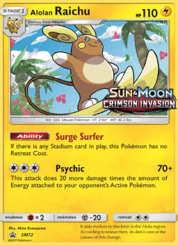 Raichu de Alola SM72 Sol e Lua Promos