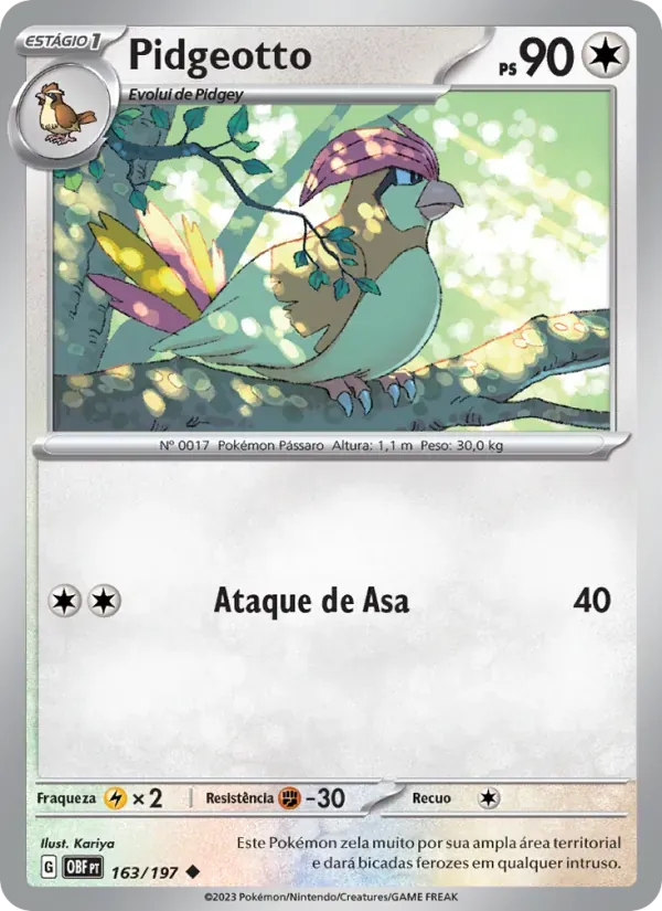 Pidgeotto 163/197 Obsidiana em Chamas