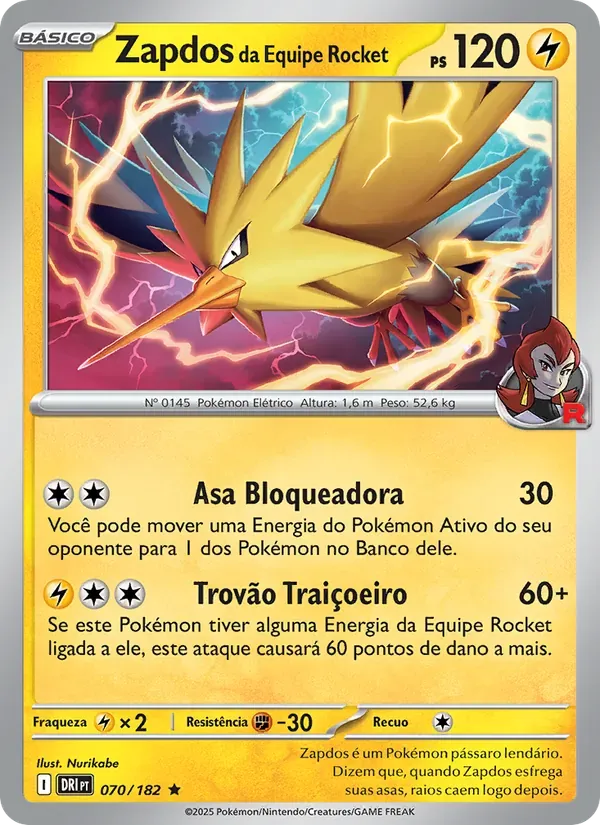 Zapdos da Equipe Rocket 070/182 Rivais Predestinados