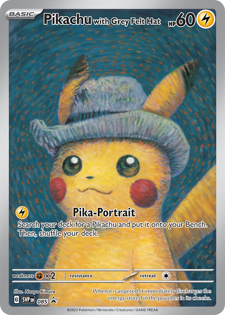 Pikachu com Chapéu de feltro Cinza 085/225 SVP Black Star Promos