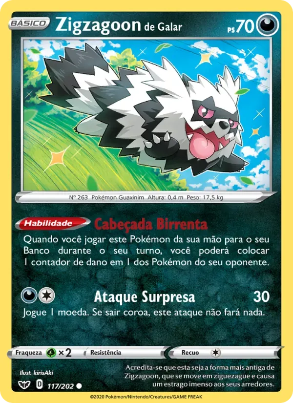 Zigzagoon de Galar 117/202 Espada e Escudo