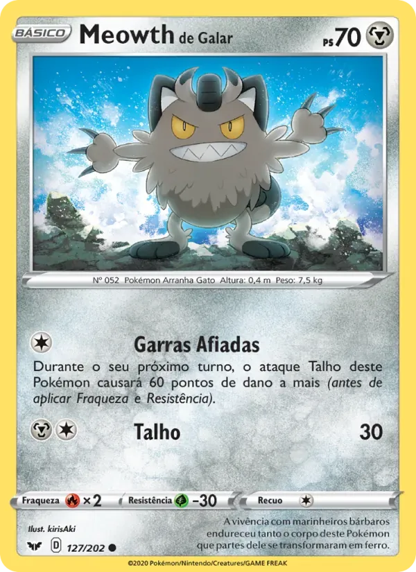 Meowth de Galar 127/202 Espada e Escudo