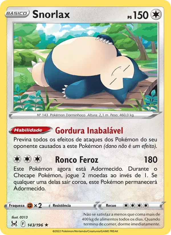 Snorlax 143/196 Origem Perdida