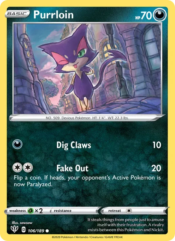 Purrloin 106/189 Escuridão Incandescente