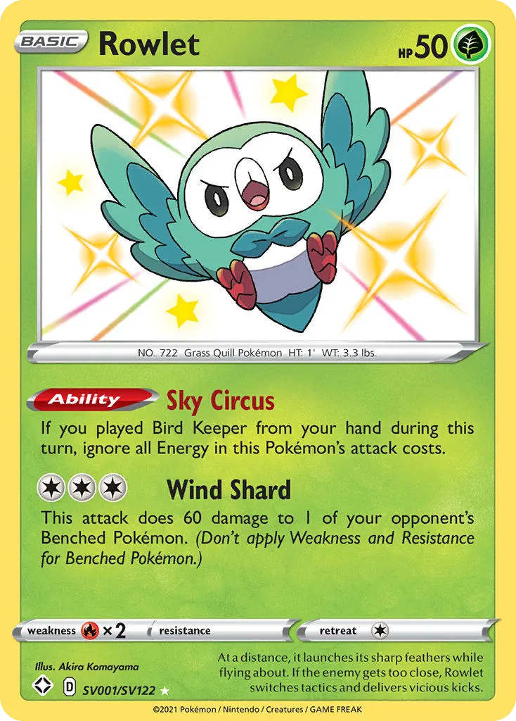 Rowlet SV001/122 Destinos Brilhantes Cofre Brilhante