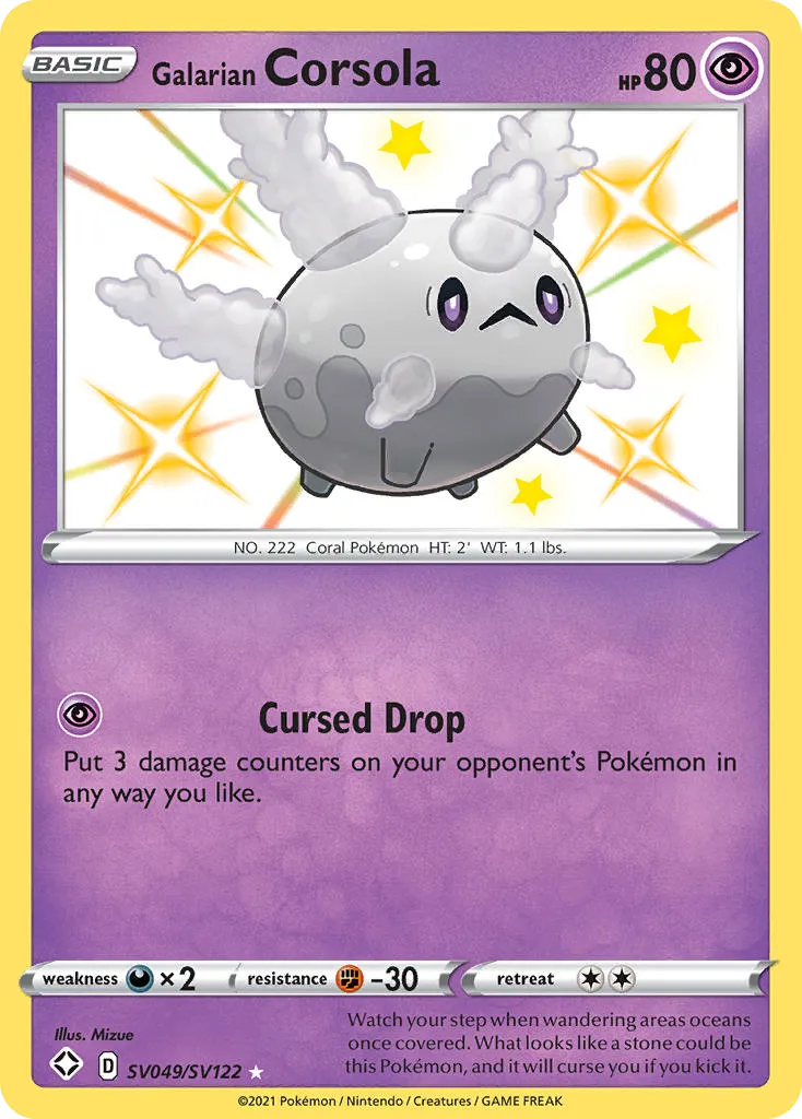 Corsola de Galar SV049/122 Destinos Brilhantes Cofre Brilhante