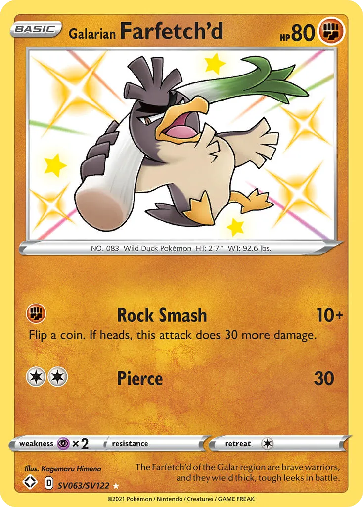 Farfetch'd de Galar SV063/122 Destinos Brilhantes Cofre Brilhante