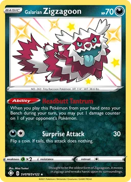 Zigzagoon de Galar SV078 Destinos Brilhantes Cofre Brilhante