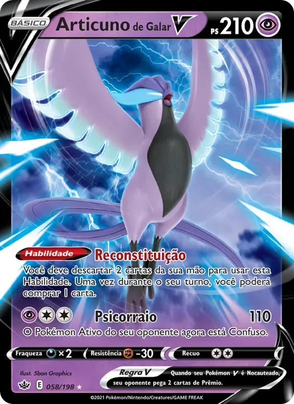 Articuno de Galar V 58/198 Reinado Arrepiante