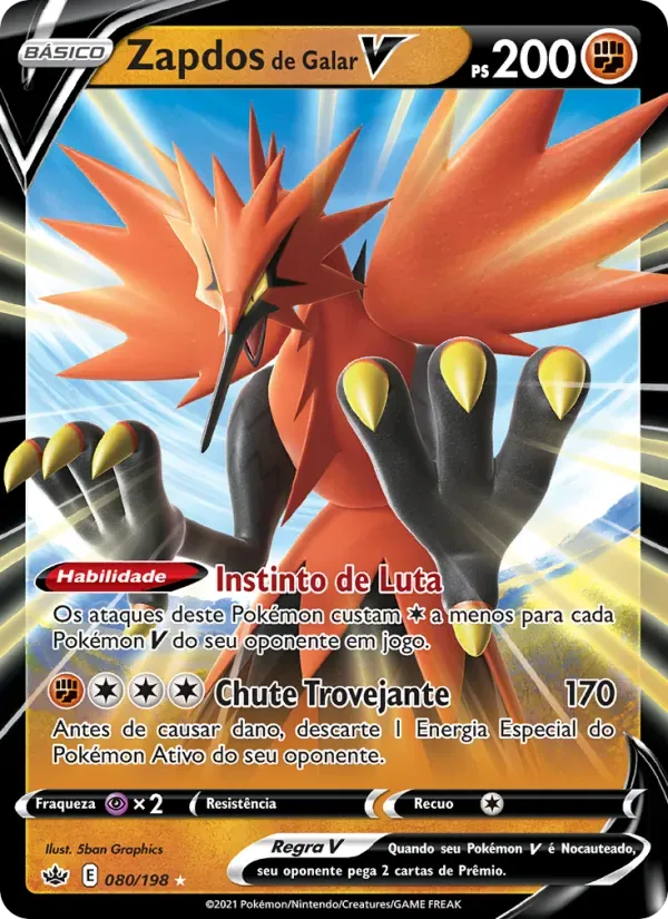 Zapdos de Galar V 80/198 Reinado Arrepiante