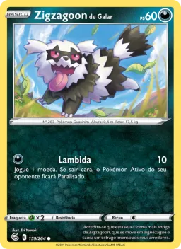 Zigzagoon de Galar 159 Golpe Fusão
