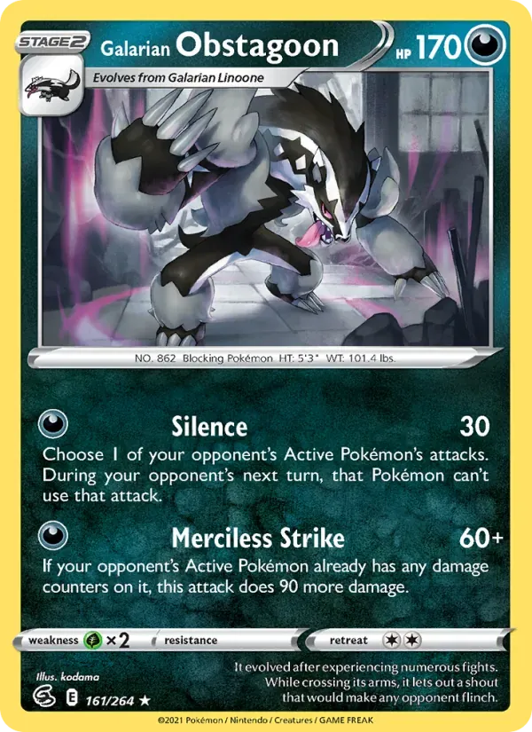 Obstagoon de Galar 161/264 Golpe Fusão