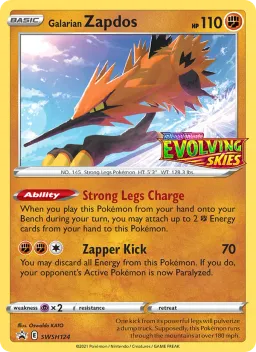 Zapdos de Galar SWSH124 ESES Promos